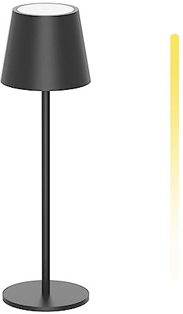 K-Bright LED Dimmbare Akku Tischlampe Kabellose, Wiederaufladbar 3000K/4000K/6000K Drei Farbtemperaturen Tischleuchte mit USB-C, IP54 Wasserdichte, Dunkelgrau