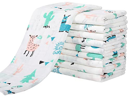 Yoofoss Panni Burp in Mussola per Neonati Confezione da 10 100% Cotone Salviette per Neonati Grandi 27X50cm Super Morbidi e Assorbenti per Ragazzi Ragazze