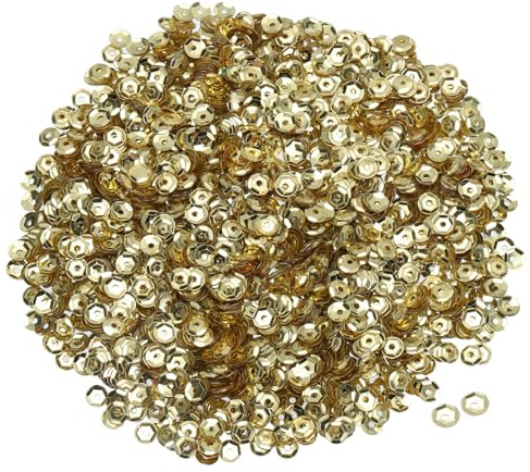 QUARKZMAN Paillettes Sfuse 4mm Con Retro Argento 3000pz a Tazza per Ricamo, Creazione Gioielli, Artigianato, Cucito - Oro Chiaro