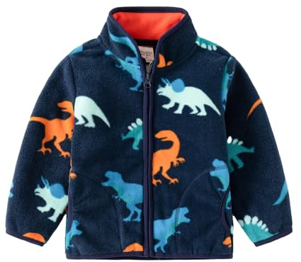 Volunboy Bambino Ragazzi Giacca in Pile, Cerniera Integrale Felpe Foderata Invernale Cappotto Giubbotto con Tasche(Dinosauro,4-5 anni,Taglia 120)