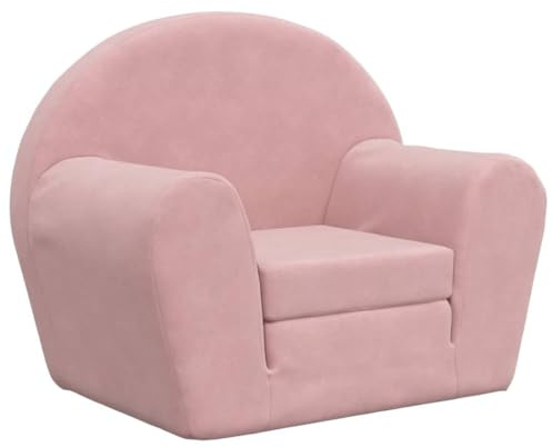 vidaXL Sofá Cama para Niños, Sillón con Reposabrazos, Mini Sofá Infantil, Sofá Cama para Dormitorio Sala de Juegos, Felpa Suave Rosa