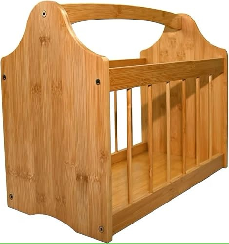 Aggloz | Magazine Rack, Robust Bamboo, with Handle, for Newspapers, Newsletters, Crosswords, Newspaper Shelf – Storage, etc (NATURAL)