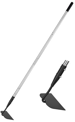 YEELOR Azada de jardín, herramienta de jardín de mango largo con cubierta de silicona antideslizante, mango de acero inoxidable de 56 pulgadas, azada resistente con hoja duradera, para excavar,