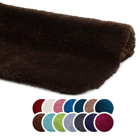liebling Superior Badteppich mit Anti-Rutsch-Beschichtung, 100% Polyester (Mikrofaser), 60 x 100 cm, 30 Grad waschbar, Fußbodenheizung geeignet, Farbe: Dunkelbraun