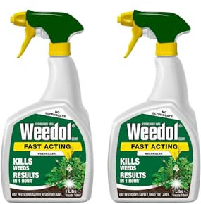 Weedol Gun! Fast Acting Weedkiller 1L - Use To Kill All Broad-leaved Weeds And Grass On Drives, Paths, Patios And Around The Garden For A Weed-free Space - Pack Of 2