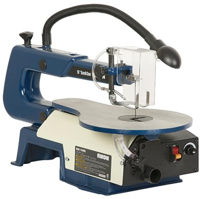 Rikon 16 Benchtop Scroll Saw Variable Speed 550-1650SPM 240v with Gooseneck Worklight 5 Blade