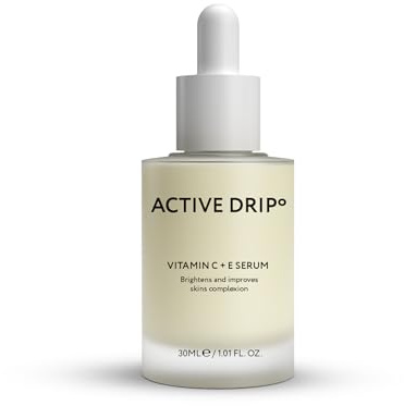 Active Drip Sérum Vitamine C + E 30 ml - Rayonnement & Protection antioxydante - Booster de collagène - Éclaircit les taches pigmentaires - Végétalien et sans parfum