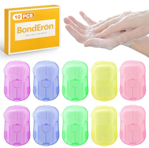 BondEron 200 Stück Mini Seifenblätter Papierseife (10x20) mit Umweltfreundlichem Material, für Tragbare Reisen Camping Outdoor