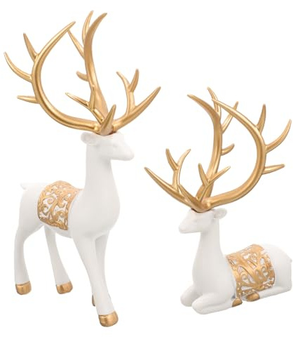 Hemobllo Decoraciones De Ciervo De Resina Adornos De Ciervo para Manualidades Figuras Navideñas De para Centros De Mesa Decoración De Mesa para Sala De Estar Decoración Navideña