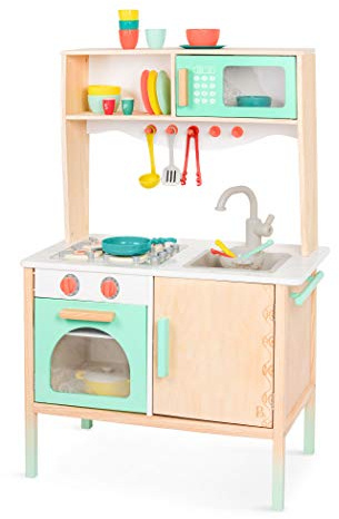 B. toys – Mini Chef Kitchenette – Pretend Play Wooden Play Kitchen – Kitchen for Kids – Kitchen Play Set & Accessories – (20+ Pieces) – 3+ Years