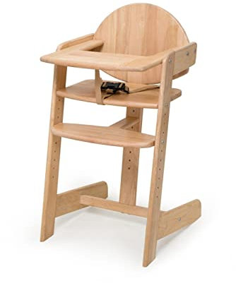 Kinderhochstuhl Holz Filou Up Holz in Natur I Mitwachsender Babystuhl bis 85 kg I Baby Hochstuhl ab 6 Monaten mit Tablett I Abnehmbarer 3-Punkt Sicherheitsgurt I Kinderstuhl kippsicher & stabil