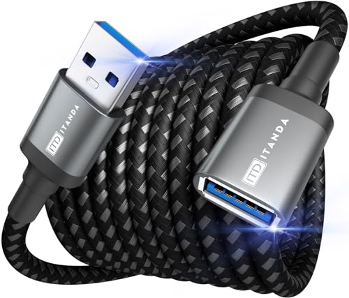 ITD ITANDA 10FT USB Extension Cable USB 3.0 Extension Cord Type A Male to Female5Gbps Data Transfer for Keyboard, Mouse, Playstation, Xbox, Flash Drive, Printer, Camera and More