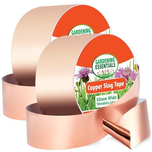 SOL 2pk Copper Slug Tape, 10m x 50mm WideCopper Tape Slug Repellent, Weatherproof Humane Snail Control, Indoor & Outdoor Use, Long Length for Ample Coverage, Ideal for Flower Pots and Garden Beds