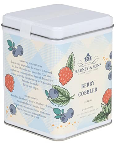 Harney & Sons Berry Cobbler Tea, Tin of 20 sachets, Rooibos with Fruit Flavors