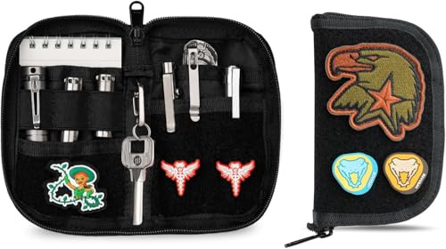 VIPERADE VE20 EDC Pouch Small Pocket Organizer with 8 Compartments, Pocket Tools Pouch with Patches Display Panel, Mini Organizer Bag for Men