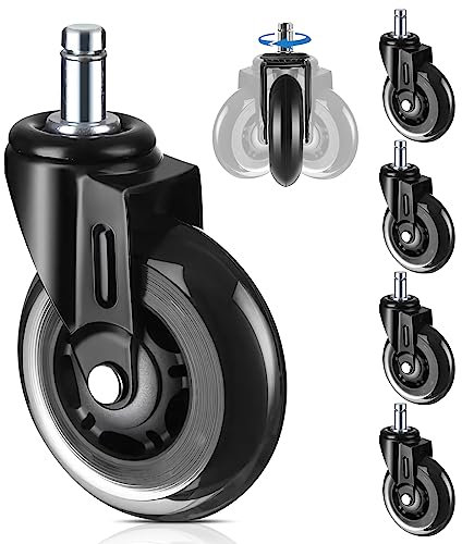 DICLLY Ruedas para Sillas de Oficina,Pack de 5,11x22mm - Ruedas de Repuesto Duraderas,Deslizamiento Silencioso,Apto para Cualquier Piso - Soporta Hasta 250 kg,Fácil Instalación Sin Herramientas