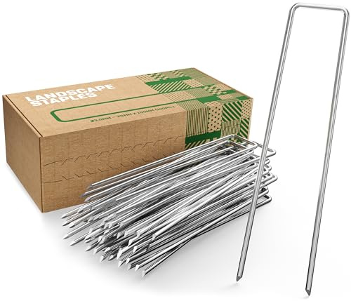GardenGloss Landskapshäftklamrar 15 cm galvaniserade – 200-pack – 11 mätare – trädgårdsnål, gräsmatta och spikar för gårdsmark – landskapsarkitektur tyg ogräsbarriärinsatser
