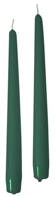 10 Candele coniche Cereria Di Giorgio Ø 2,2 cm altezza 25 cm - Candele decorative per la casa – Colore Verde scuro – Durata 7 ore – Inodore – Cera vegana naturale – Senza olio di palma – Made in Italy