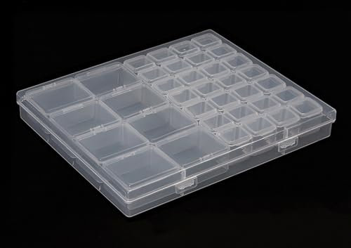 Diamond Painting Aufbewahrungsbox, Diamond Painting Zubehör Boxen, Kunststoff Diamant Stickerei Box, Diamant Stickerei Sortierbox mit Deckel für kleinteile Storage Box Accessory Boxes (36 Fächer)