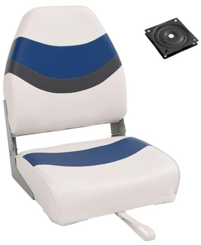 vidaXL Bootssitz Set 2-TLG., Bootsstuhl mit Hoher Rückenlehne, Klappbar Steuerstuhl mit Befestigungsgurt, Steuersitz Klappsitz Boot