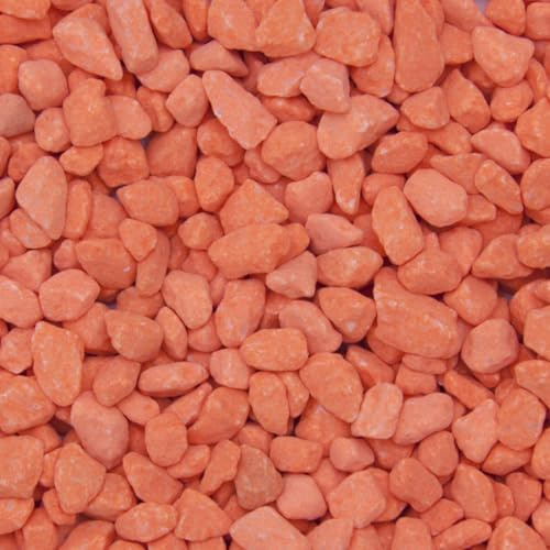 Dihl Ghiaia per acquario, 1 kg, colore arancione, fluorescente, da 3 mm a 8 mm, substrato naturale decorativo, non tossico, per pesci, rettili acquatici, artropodi, crostacei e anfibi, 1 kg, arancione