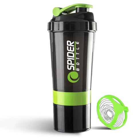 Roe Tenpo Protein Shaker Bottle 500ml with Extra Compartment | BPA-Free Protein Bottle Shaker for Protein Shakes | Leak Proof & Dishwasher Safe | Protein Shake Gym Bottles for Men & Women (Green)