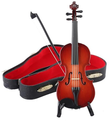 Ornement de violon, petit violon décoratif | Statue d'instrument de musique, petit ornement de violon, décoration de violon en bois de bureau, miniature élégante en bois pour amateurs de musi