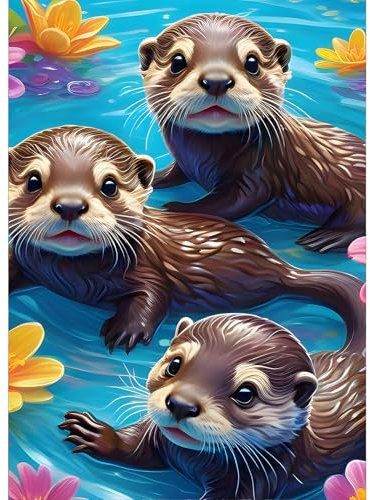 GDYEEH Otter Diamond Painting Erwachsene, 5D Blumen Diamant Painting Bilder Anfänger, DIY Fantasie Runder Vollbohrer Diamanten Malerei Stickerei Kreuzstich Geschenke Home Wand Dekor 30x40cm
