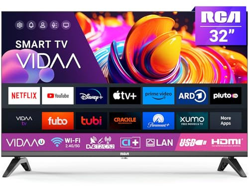 RCA 32 Pouces (80 cm) Smart TV VIDAA Television WiFi, Triple Tuner DVB-T/T2, DVB-C, DVB-S/S2, App Store, HDMI, USB, CI/CI+