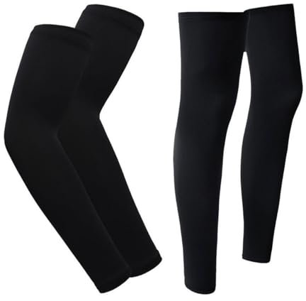 Hotfiary 1 Paio di Manicotti a Compressione per Le Gambe e Le Braccia per Uomini, Donne e Giovani, Manicotti di Raffreddamento con Protezione UV per Lo Sport All'aperto, Manicotti Lunghi per la Corsa