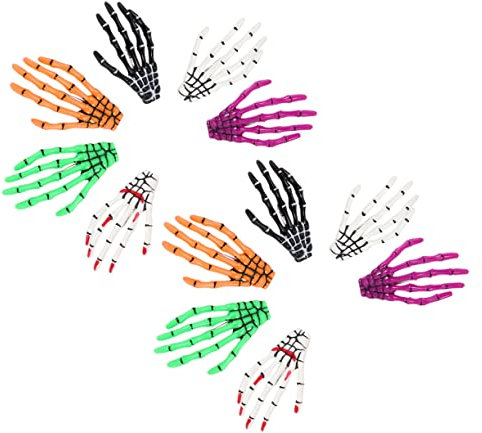 Beavorty Gothic Skull Hand Hair Clip 12pcs Skeleton Hair Barrette for Women's Costuming