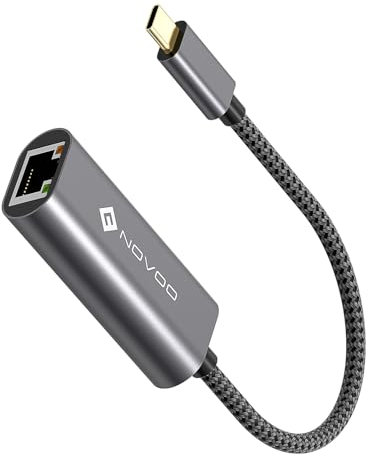 NOVOO 1000Mbps Adattatore Ethernet USB C Gigabit in Alluminio, Ethernet a Lan Thunderbolt 3 a RJ45 Compatibile con MacBook Pro/Air, Surface Go, Chromebook, Huawei Matebook - Plug and Play
