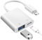 [Apple MFi Certified] iPhone to USB OTG Adapter, Lightning to USB Camera Adapter with Charging Port, OTG Converter Supports Flash Drive, Card Reader, Mouse, Keyboard, MIDI, Game Controller