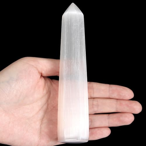 1 pz Bacchetta di Cristallo di Selenite, 13-14 cm, Bacchetta Naturale, Cristalli e Pietre Curative, Torre di Pietra di Cristallo, Confezione Regalo
