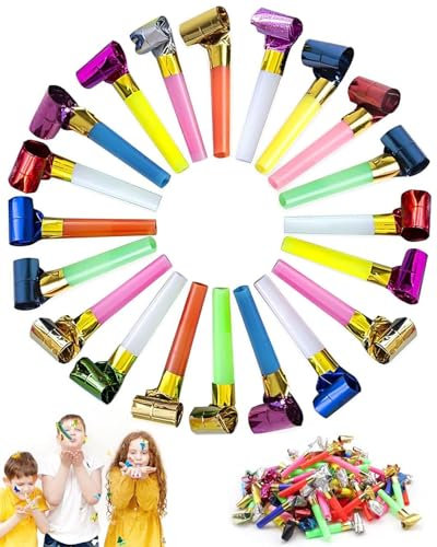 TPZORJX 20pezzi Tromba asciugacapelli per feste, festa del tifo per bambini,scatola di compleanno per bambini,festa di compleanno di Capodanno,laurea,giocattoli di divertimento di Natale(colori misti)