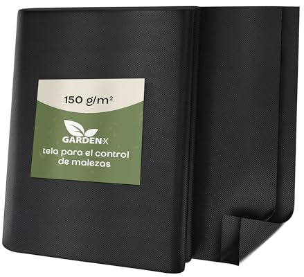 GARDENIX Toile de Jardin Contre Les Mauvaises Herbes - Perméable à l'eau - 150 g/m² - Noir - Film résistant aux UV - 1 x 5 m (5 m²) - en Non-tissé - pour Parterre
