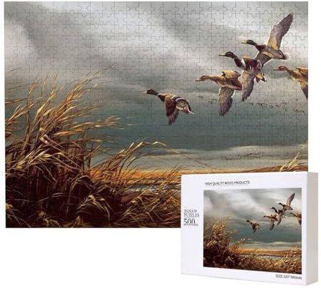 Jagd auf Fliegende Wildenten,500 Teile Holzpuzzle Familienspiel Puzzles für Erwachsene Teenager Heimdekoration