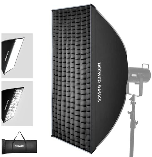 NEEWER BASICS Softbox Striscia ad Attacco Bowens, 60x90cm Soft Box a Sgancio Rapido con Diffusori Luce/Griglia/Borsa Compatibile con Aputure 150c Godox SL60w, per FS300C FS150B HB80C CB200C Q6, NS60P