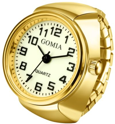 JewelryWe Bague Montre Femme Doigt: Montre à Bague Acier Inoxydable Élastique Quartz Analogique Grand Chiffres Lisible, Style Original Élégant, Cadeau Anniversaire Fête des Mères Noël