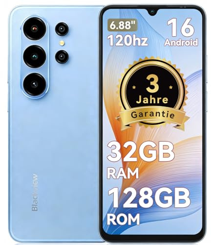 Blackview Wave 10 Smartphone Ohne Vertrag, Android 16 Handy,6,88 120Hz, 32GB+128GB/2TB,32MP 13MP/5000mAh,4G Dual SIM Smartphones Günstig Neu,WiFi 5G/GPS/3,5mm/FM/3 Jahre Garantie