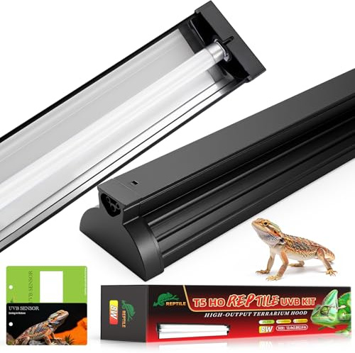Haceryc UVB Light for Reptile 8W, T5 UVB Reptile Light Fixture HO Combo Kit with Test Sensor Cards, 12 High Output Reptiles Light Bar UVA UVB Desert Lamp for Turtle Lizard Bearded Dragon Tank