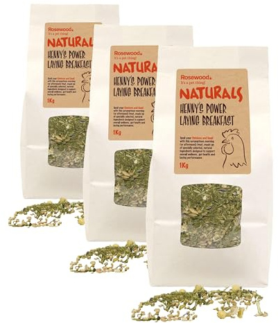 Rosewood Naturals Henny's Power Laying Breakfast 1kg for Chickens and Quail,Natural (Pack of 3)