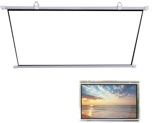 BTBZGFGNYU 30 40 50 60in Projector Screen Pull Down, Home Theater Movie Screen Outdoor Manual Projection Screen Wall/Ceiling Mounted(50 Inch (16:9))
