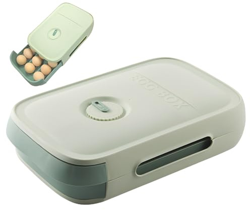 PHYNDR Contenitore Per Uova,Portauova Plastica Frigorifero,Contrassegno Freschezza Utilizzabile,Scatola Porta Uova da frigo Impilabile per Frigorifero Cucina Picnic Esterno Campeggio（Verde）