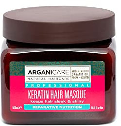 Arganicare | Gama de queratina | MASCARILLA REPARADORA Y NUTRICIONAL | Con Queratina Orgánica | Nutre, espesa y protege | Fortifica y Regenera la fibra interna | Cabello Seco y Dañado | 500ml