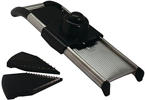 Grunwerg MVS-282 The Gourmet - Affettatrice professionale a forma di V, in acciaio INOX, colore: Nero