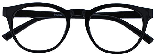 OPULIZE Blu - Occhiali da Lettura Filtro Luce Blu Montatura Tonda Fashion Cerniere a Molla Migliorano il Sonno Gaming Computer Anti Riflesso Nero Uomo Donna B5-1 +3.00