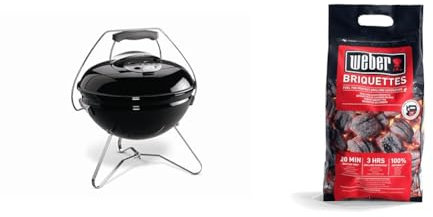 Smokey Joe Premium Charcoal Grill Ø 37 cm & Briquettes de Charbon de Bois, Noir, 4 kg