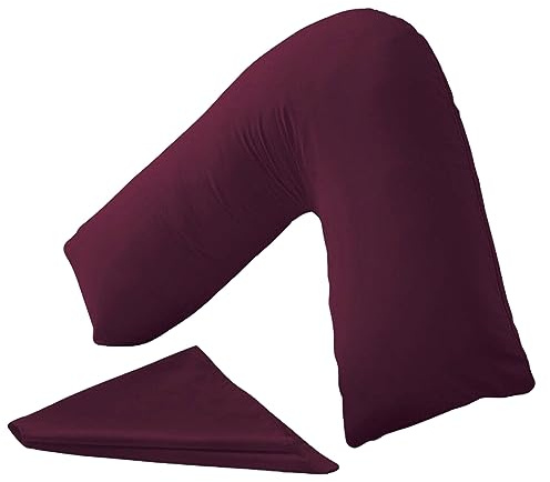 BuzzBuy V shaped pillowcase cover, 100% Poly-cotton Back & Neck Support Orthopaedic Pregnancy/Nursing V Pillowcase cover only -Envelope Closure (Plum)