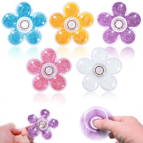 SCIONE 5er Glitzer Fidget Spinner Glitzerndes Fidget Toys Stress Angst ADHD Entlastung Geschenke für Kinder und Erwachsene